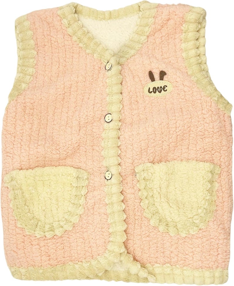 AINIFU Store Warm Jacket Cotton Vest for Baby Toddler Girls Cute Soft Waistcoat Jackets,Pink - Image 4